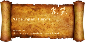 Nicsinger Fanni névjegykártya